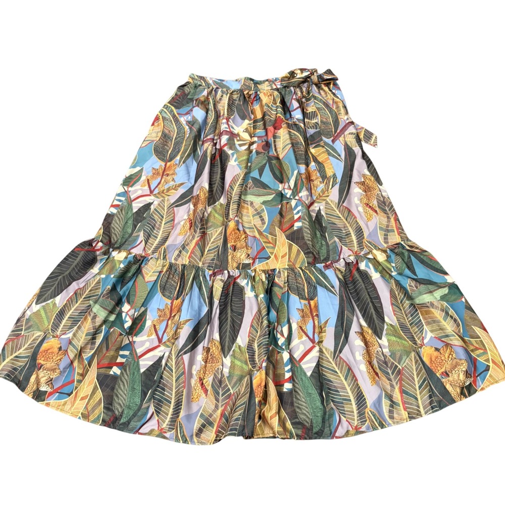 Rachel Zoe Autumn Palette Tiered Floral Maxi Skirt Jewel Tones S Dark Botanical